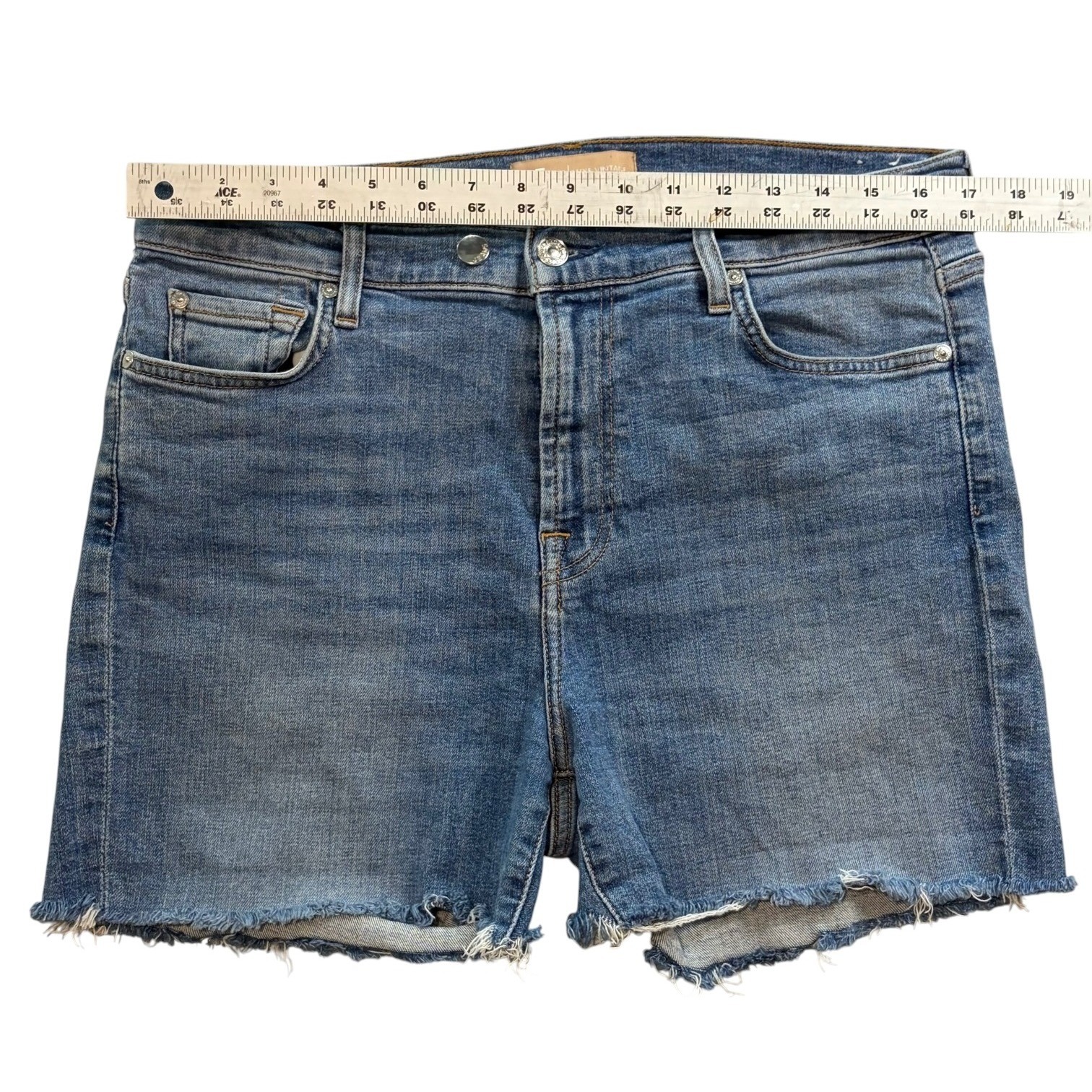 Seven7 Luxe Vintage Distressed Raw Hem Denim Cutoff Shorts Blue