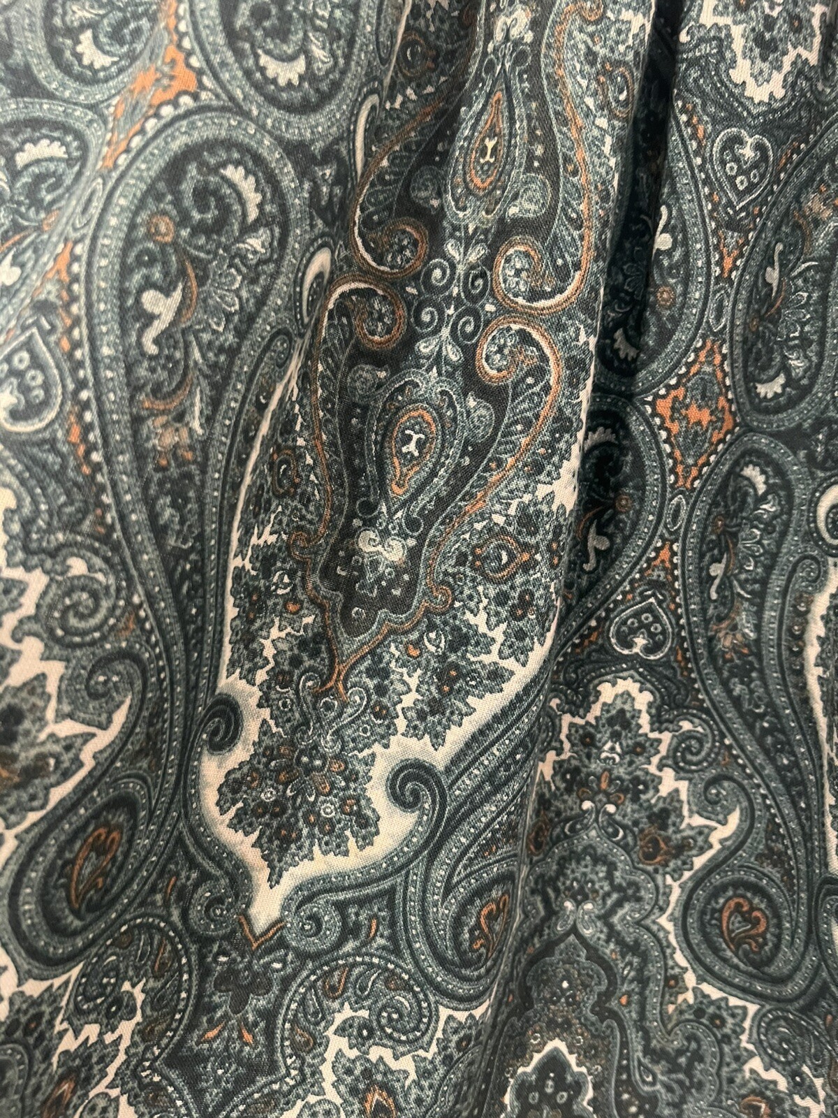 Vintage 60s Summit Of Boston Teal Paisley Circle Skirt Pleated Size 12?