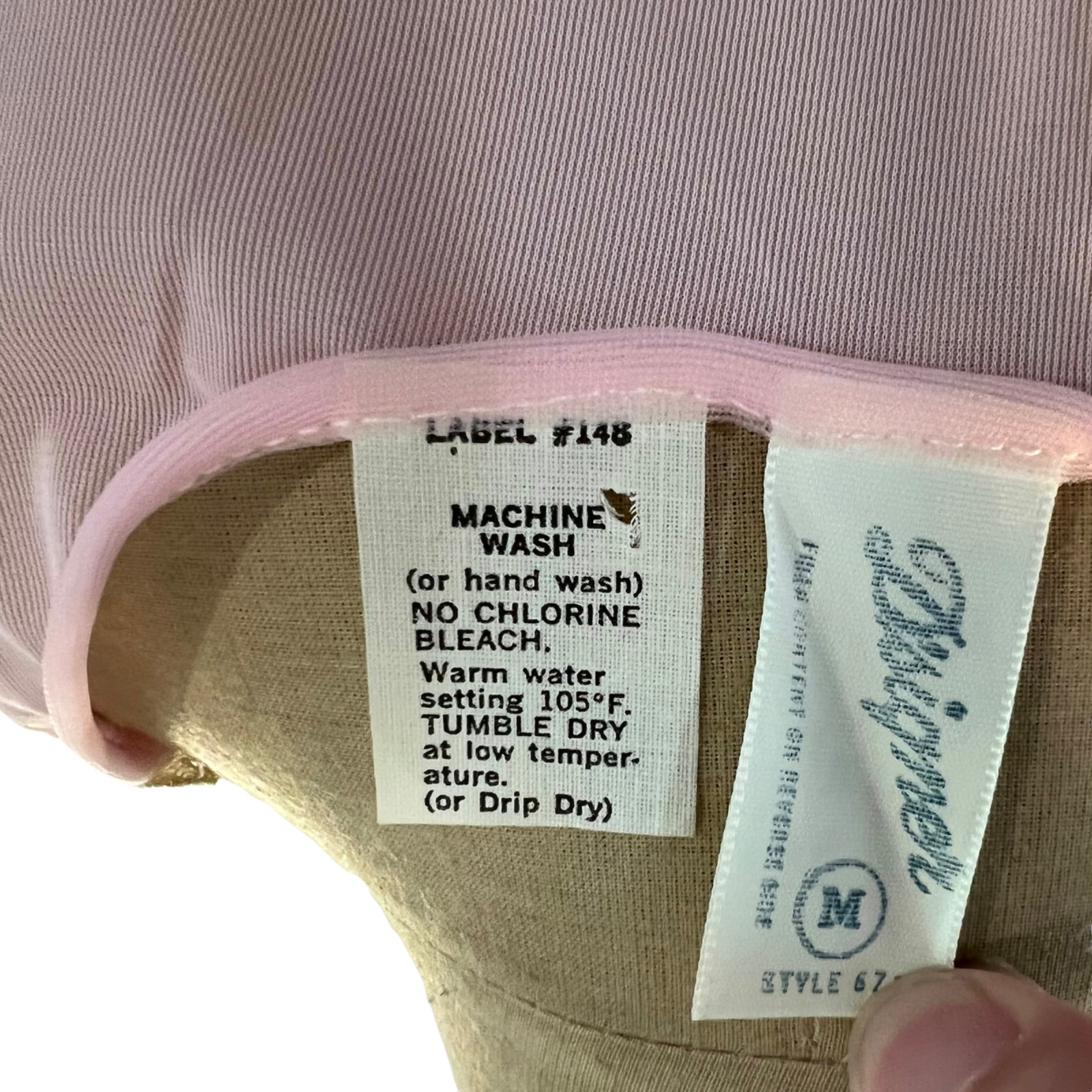 Vintage Women’s Pink Long Nylon Nightgown Lace Accent D’Signer MEDIUM Union Made