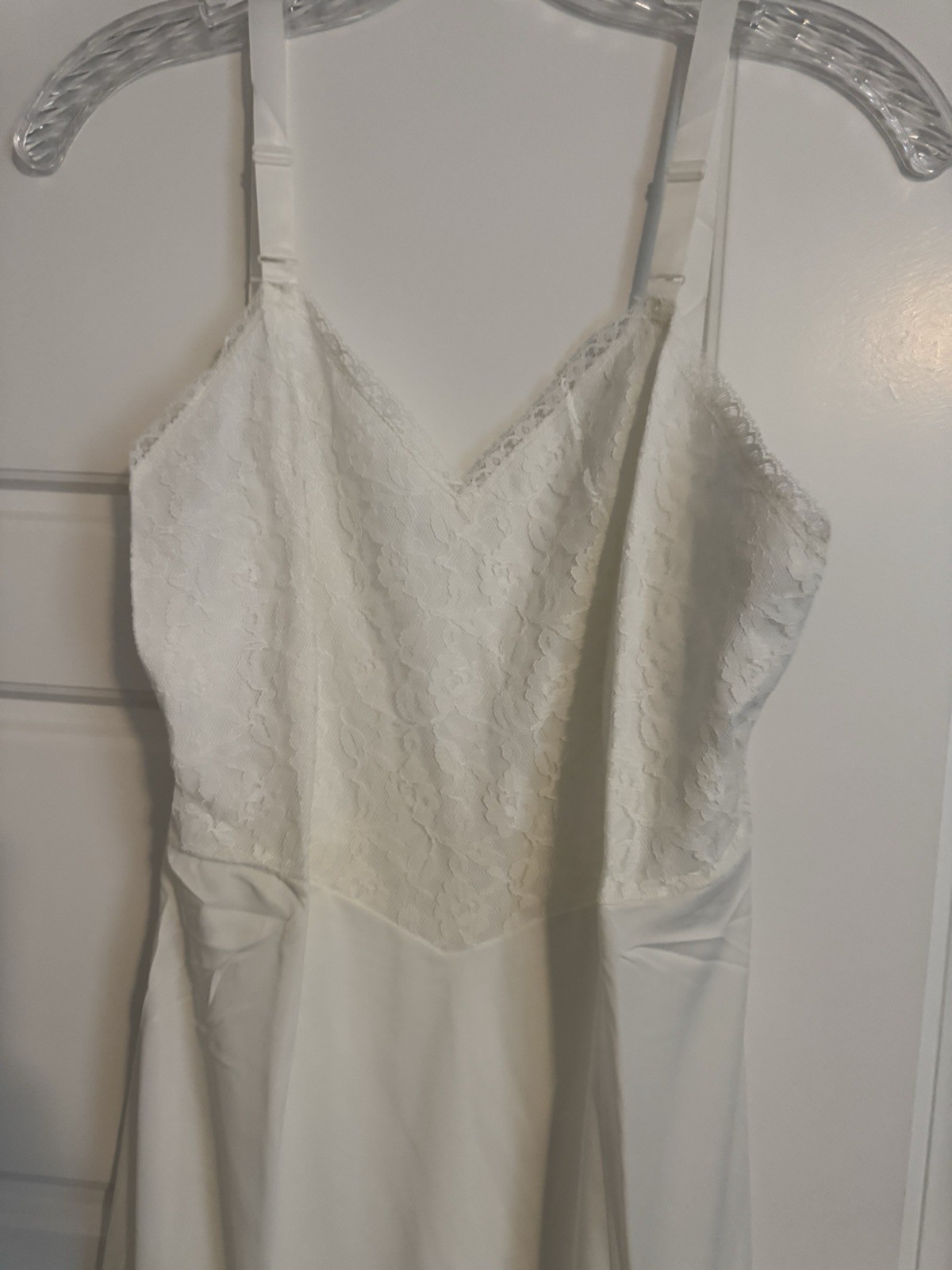 Vintage Du Pont Acele Size 36 Regular White Short Proportioned Slip Lace USA