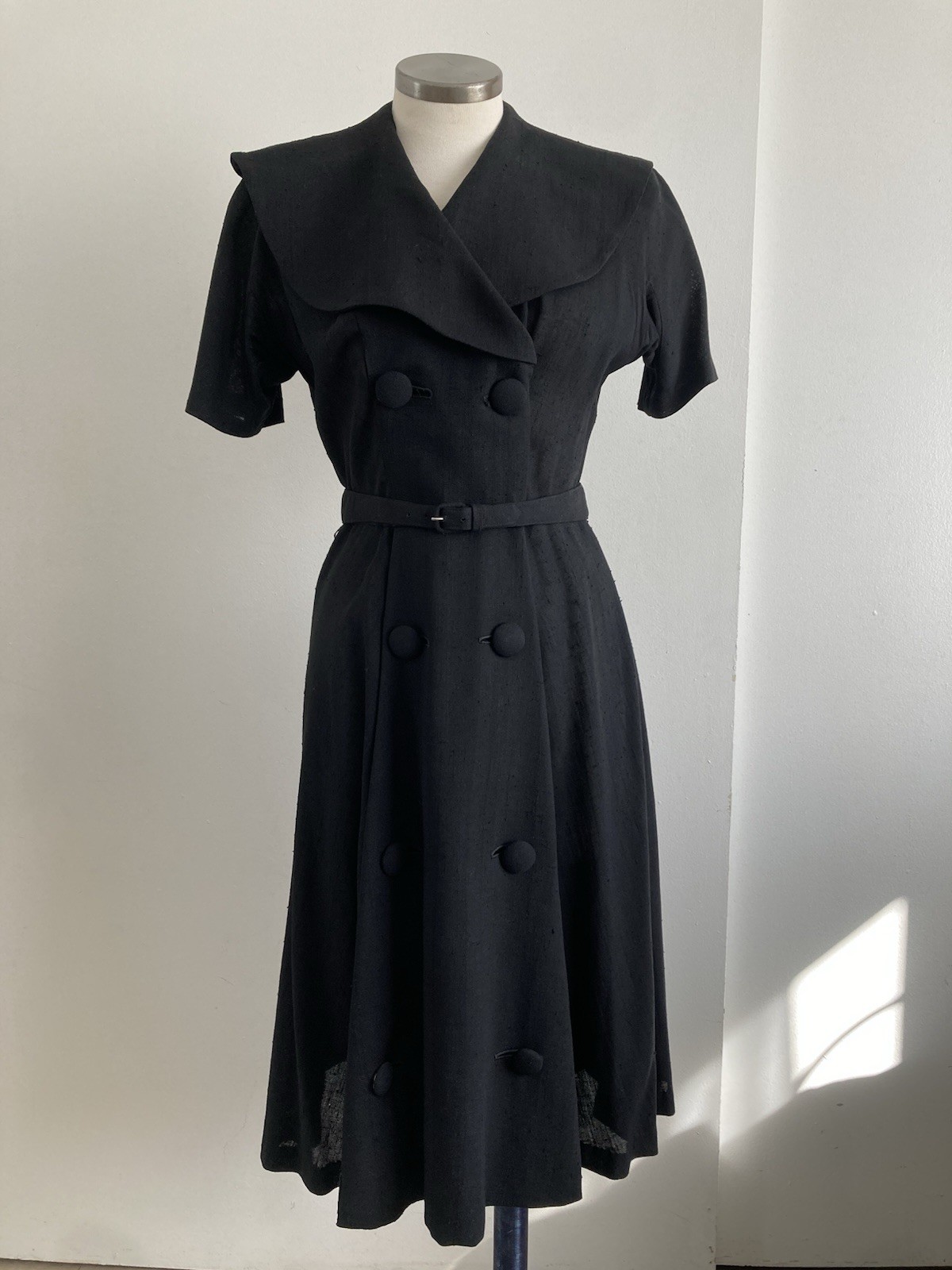 1950s Lilli Diamond of California Classic Black Dress Size 6 Vintage Pinup Mod