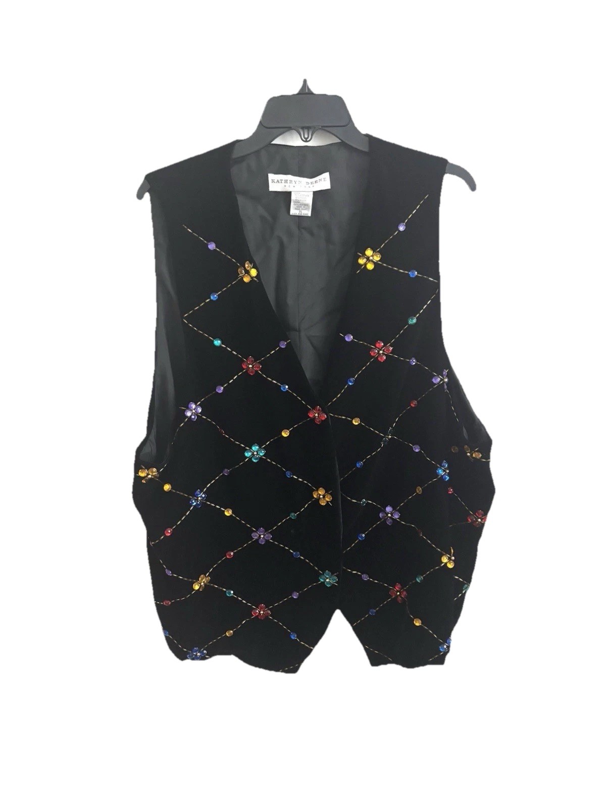 Vintage Kathryn Deene Beaded Velvet Vest 80s 90s Glam Statement Festival Retro