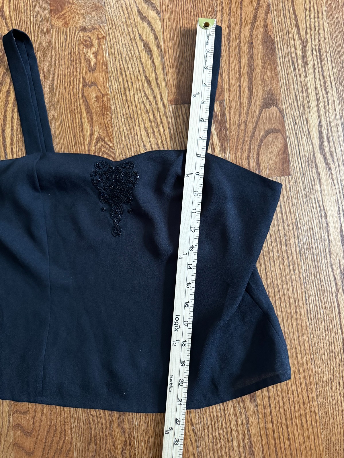 Vintage late 80s/90s Anne French Black Beaded Soutache Corset Cami Top Size 10