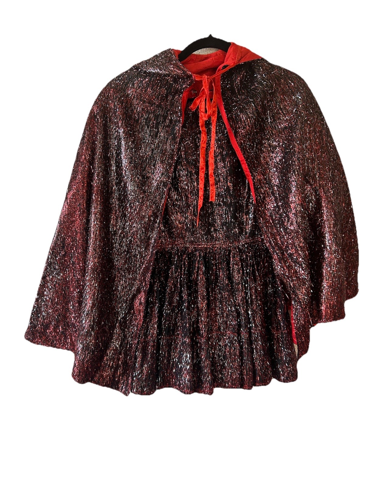 Vintage Williams Costume Metallic Mini Dress Cape Set XS/S Showgirl Burlesque