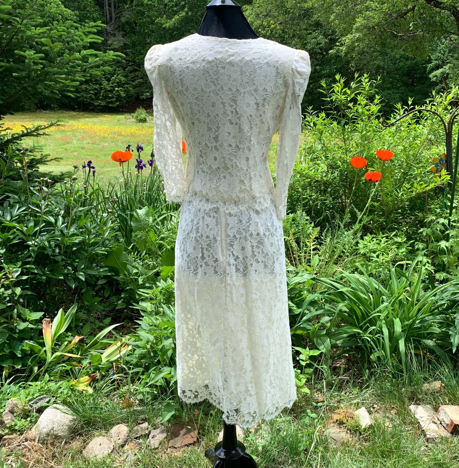 Vintage Cachet Bari Protas 2pc Wedding Dress 10 Shoulder Pads Victorian Style