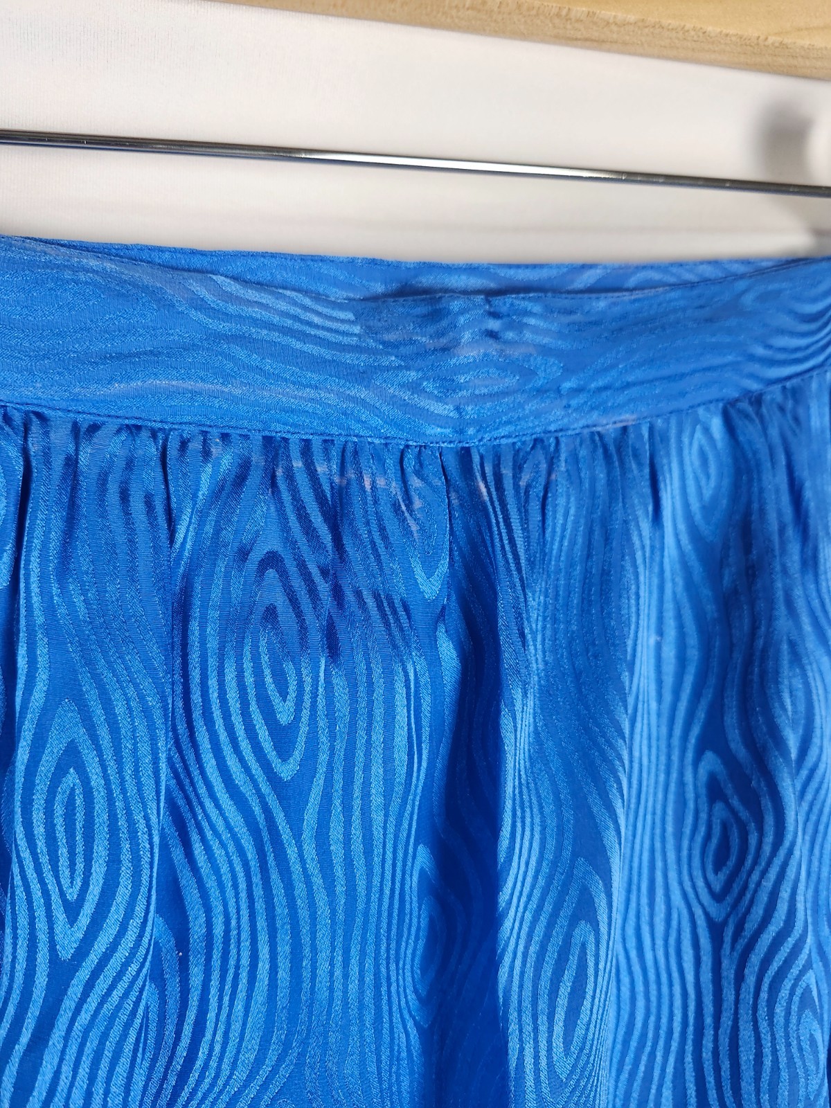 Vintage Maggy London by Jeannene Booher 100% Silk 2-Pc Skirt Set Blue Moire Sz 4