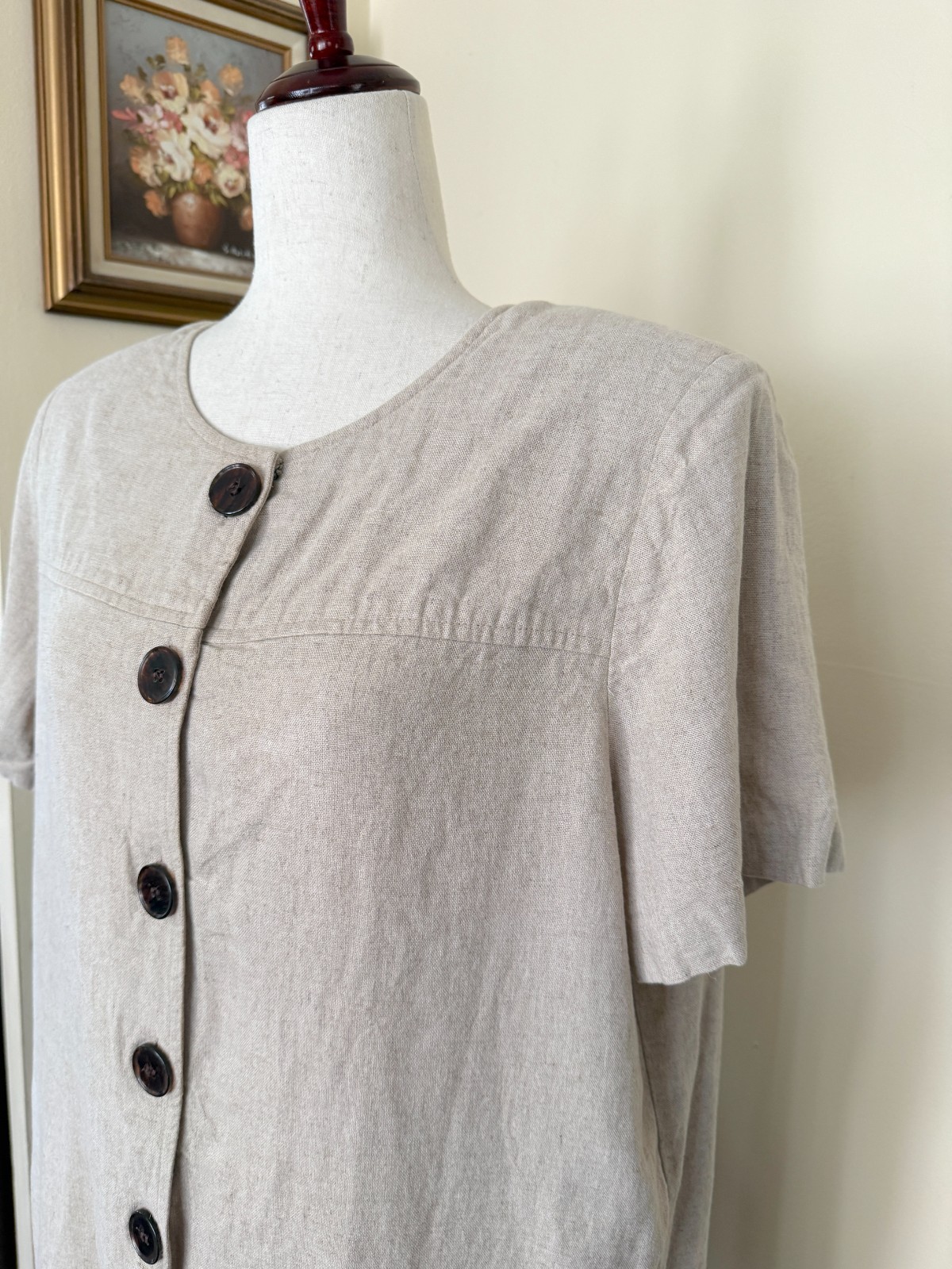 Vintage Brett Alixander Button Down Linen Dress sz 16
