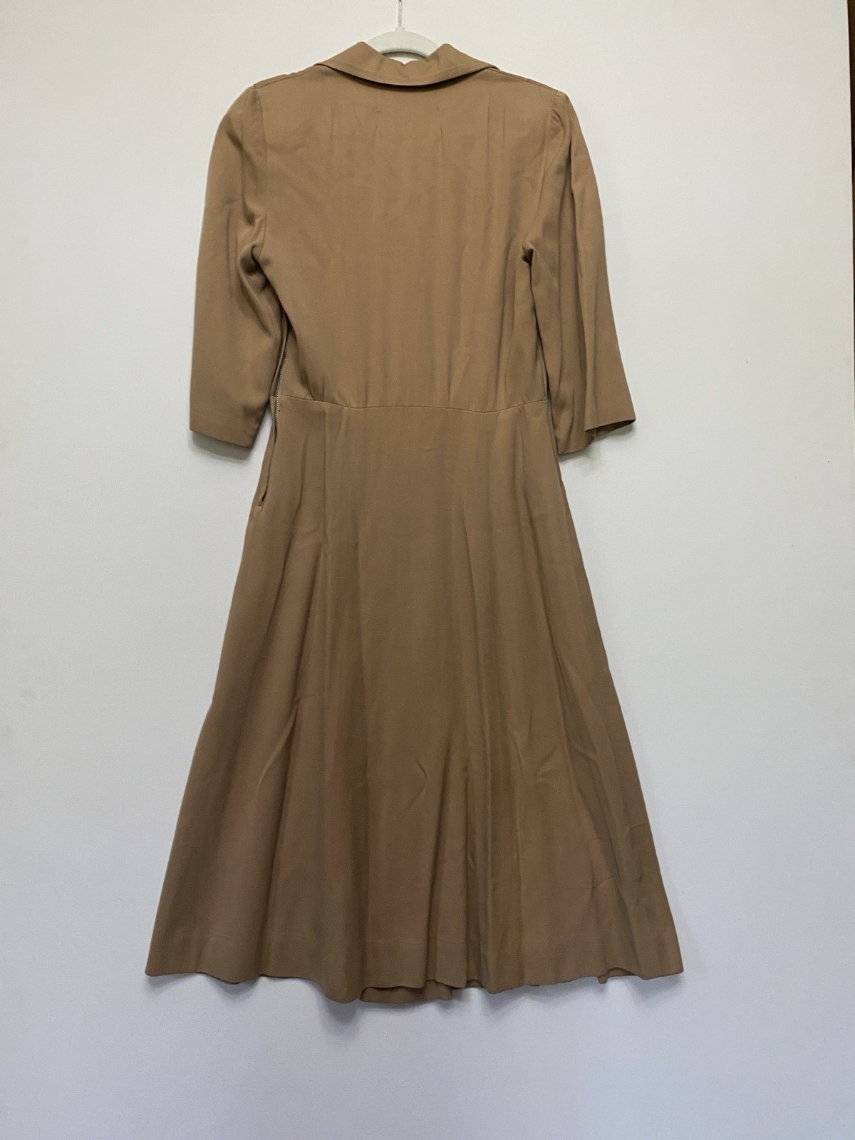 Vintage 40s 20th Century Sportswear Rayon Gabardine M Dress Brown