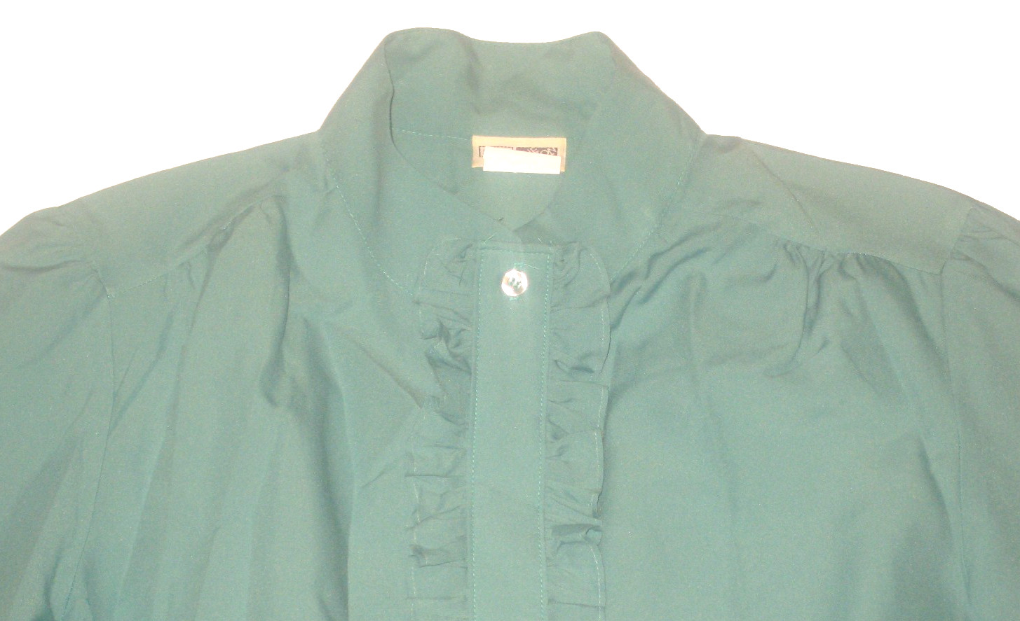 Vintage 1970s SEARS Fashion Place Green Sheer Lightweight L/S Blouse + Xtras 12