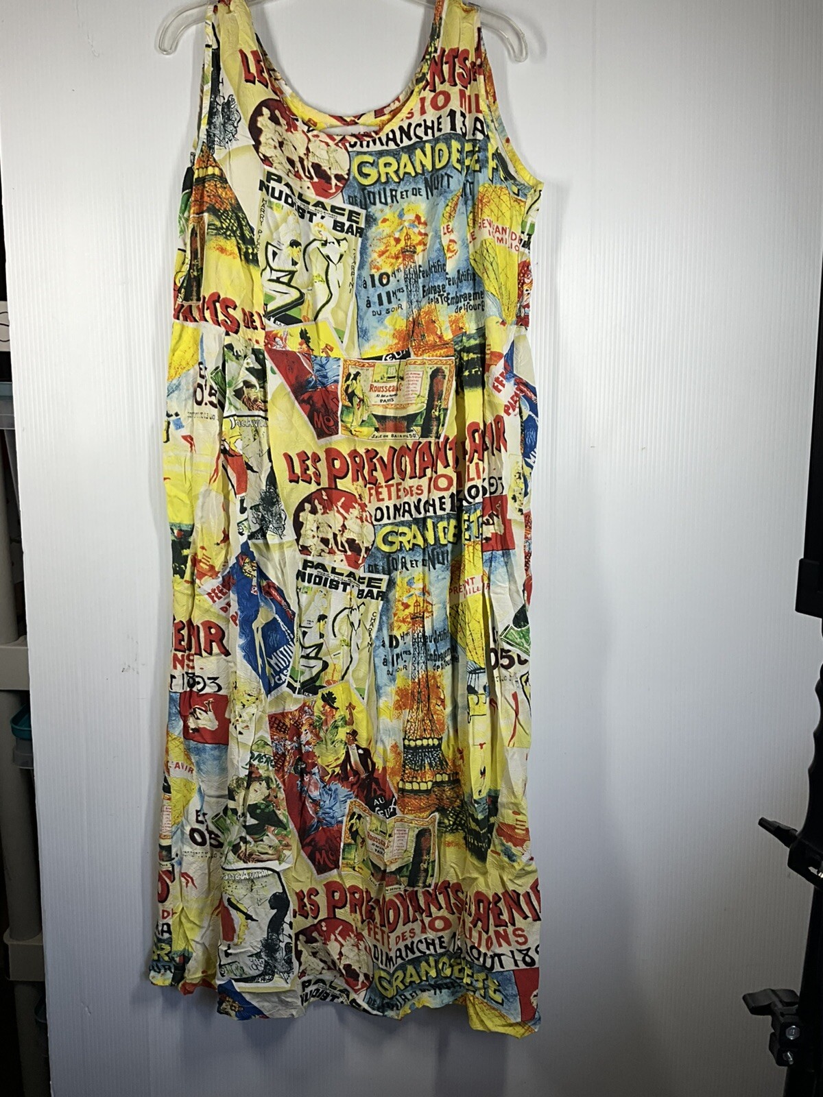 Jams World Vintage Muumuu Ankle Length Hawaiian W/pockets Traveler Patch Paris