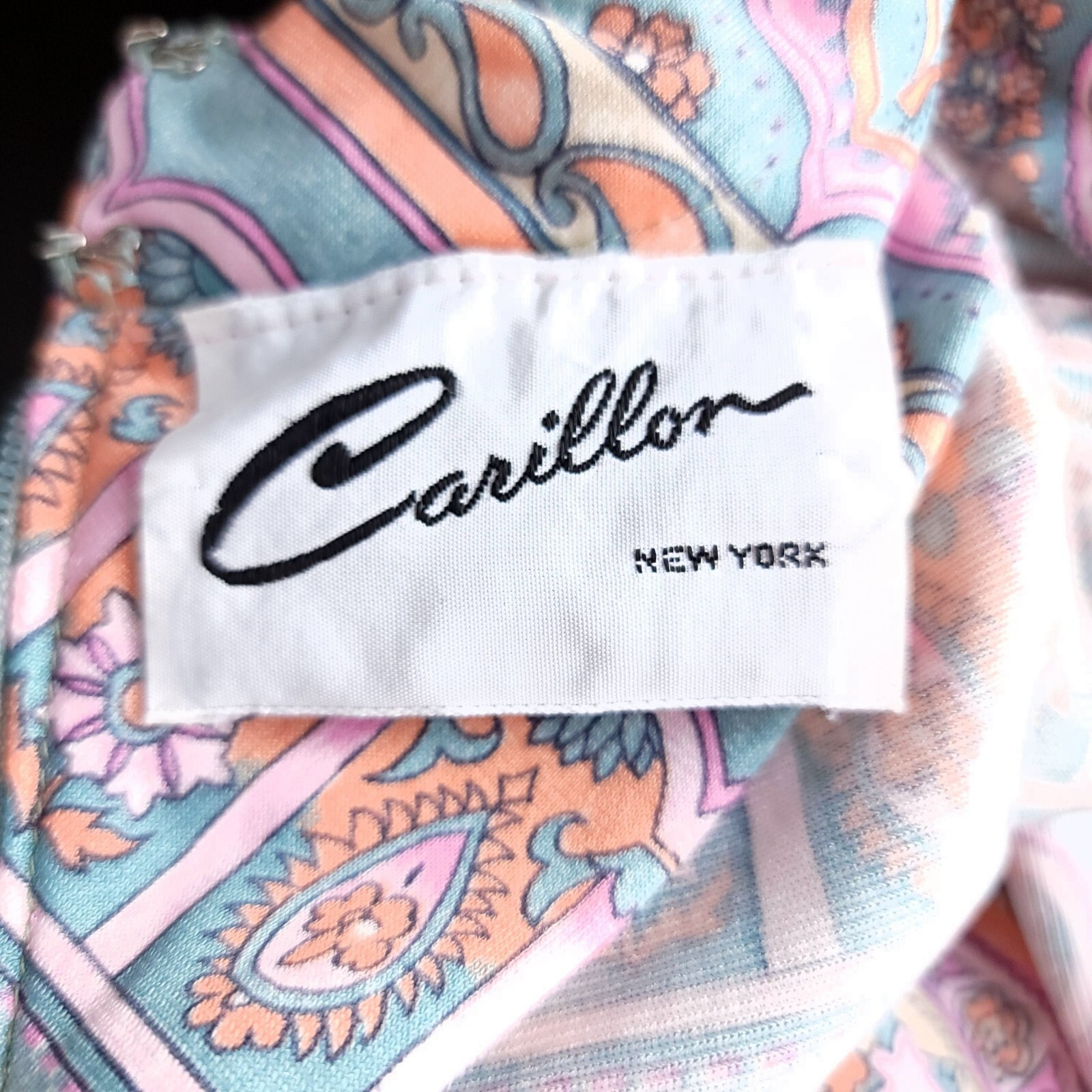 Carillon New York Vintage Paisley Floral Print Belted Sheath Dress Pink Blue 10