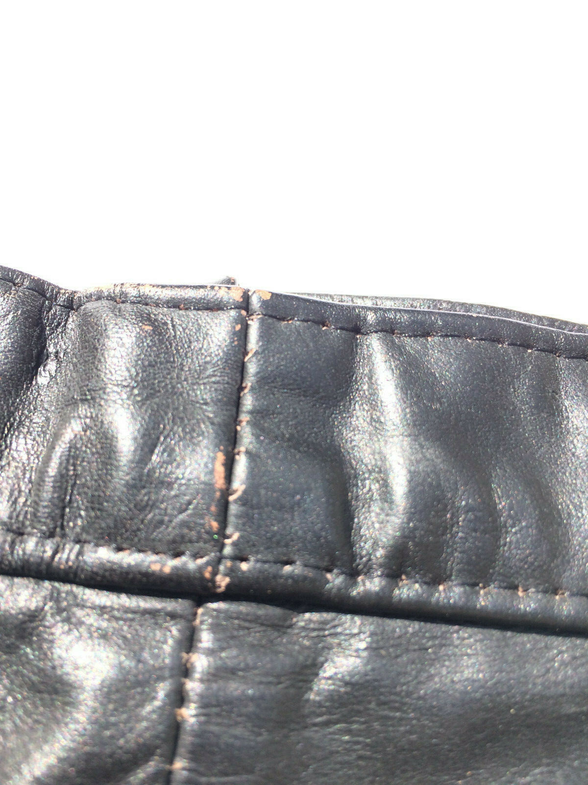 VINTAGE 1980s Black LEATHER PENCIL SKIRT SIZE 7/8 A Line Cuir Doublure Lining