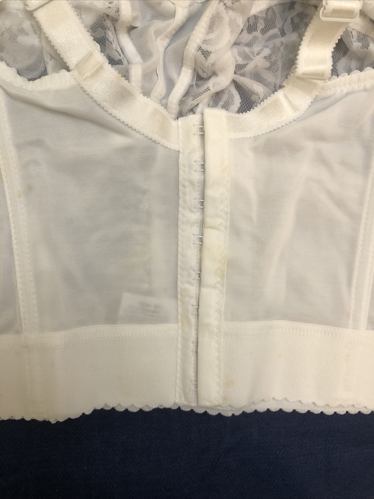 LONG LINE BRA VINTAGE LINGERIE 34 F STRETCH BRA White Lace New With Tags