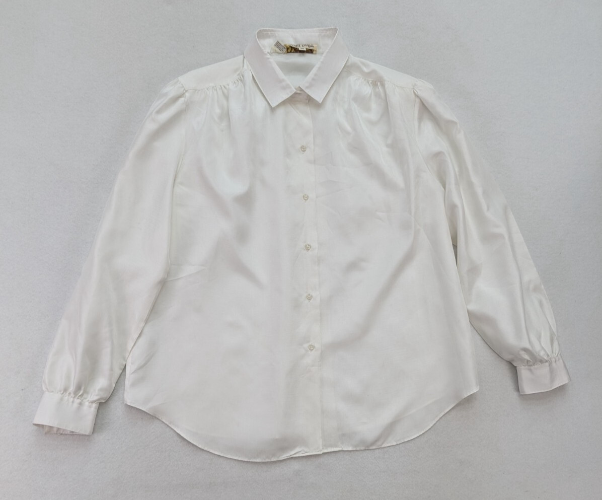 Stuart Lang Vintage Women’s Blouse Size 39 White Long Sleeve Button-Up