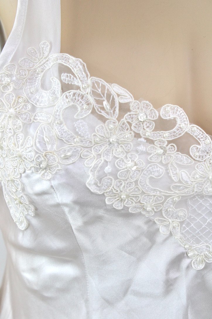 Vtg Linea Donatello Nightie S White Satin Bridal Lace Nightgown Fairy Whimsical