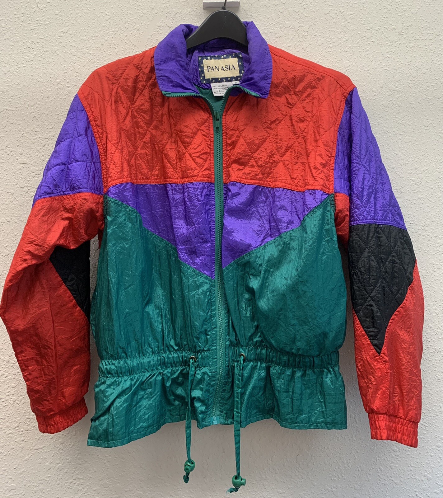 1980’s VTG Panasia Nylon Wind Breaker Jacket. Color block. Women’s Size Small