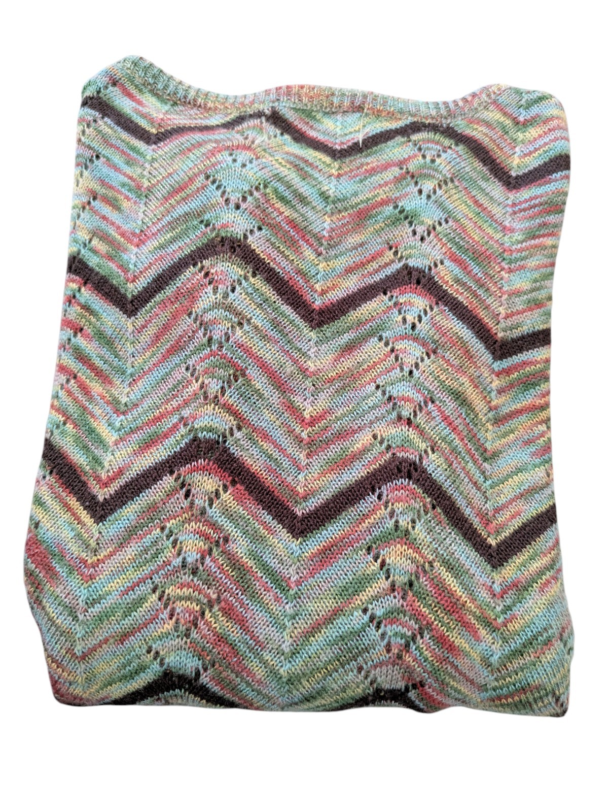 Vintage Womens Chevron Sweater USA Made Multicolor XS/S Cuddle Knit