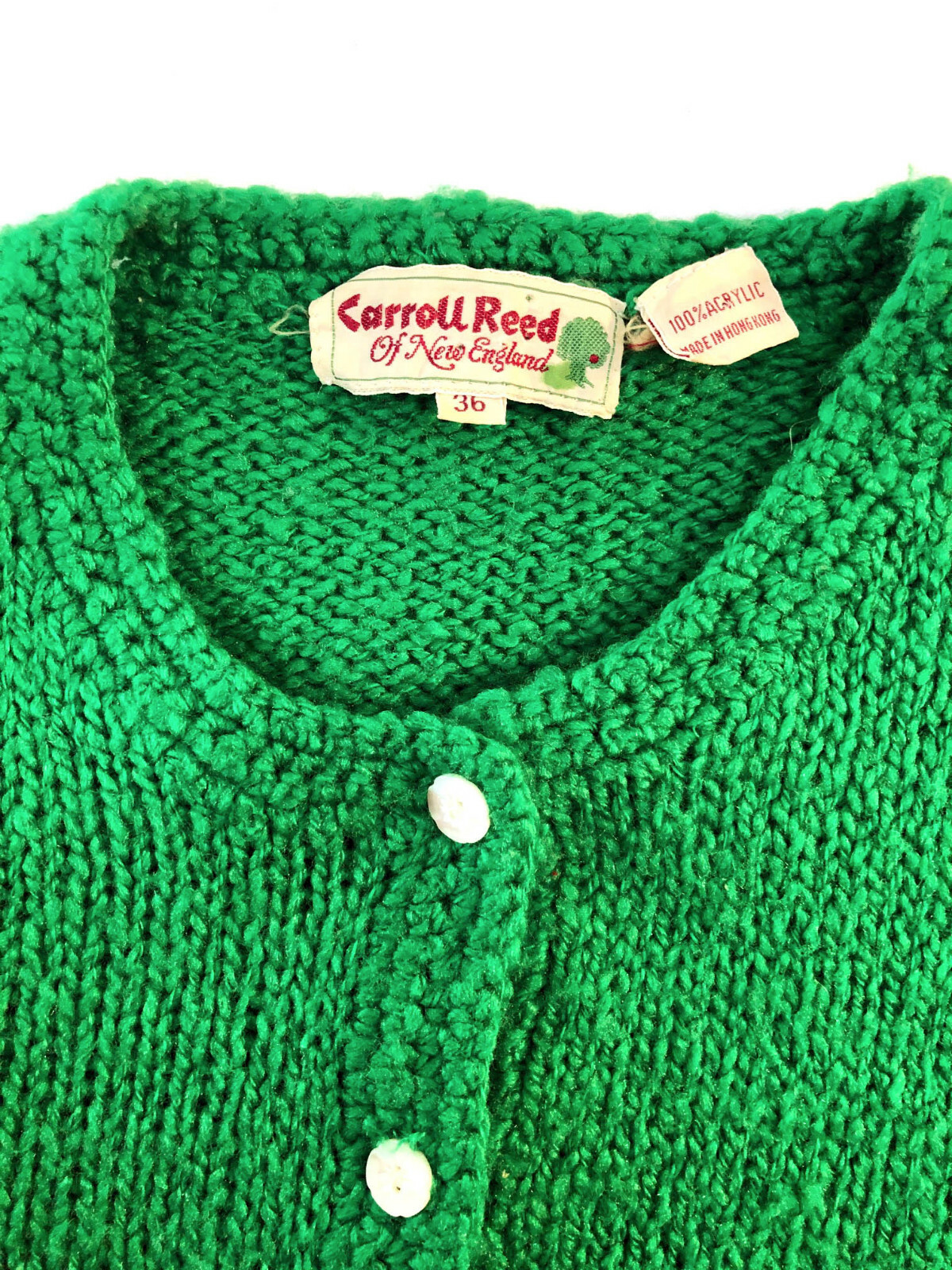 Carroll Reed ’70s Preppy Emerald Green Acrylic Cardigan sweater sz 36 Hong Kong