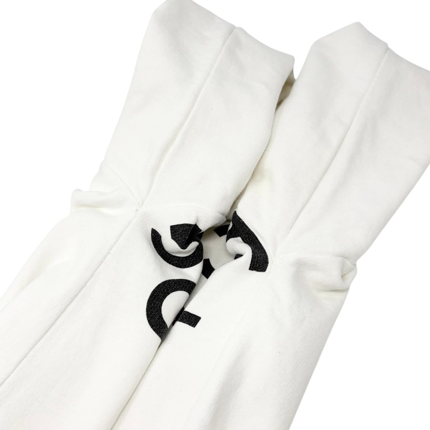 CHANEL Vintage CC Logo Sweatshirt Top White Black Cotton Long Sleeve 901974