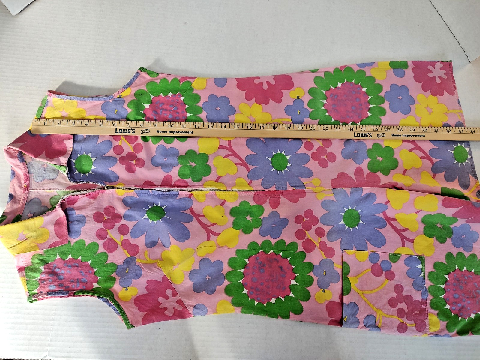Vtg 60s/70s Handmade Womens S/M Romper Mod Pop Art Flowers Playsuit Zipper Front