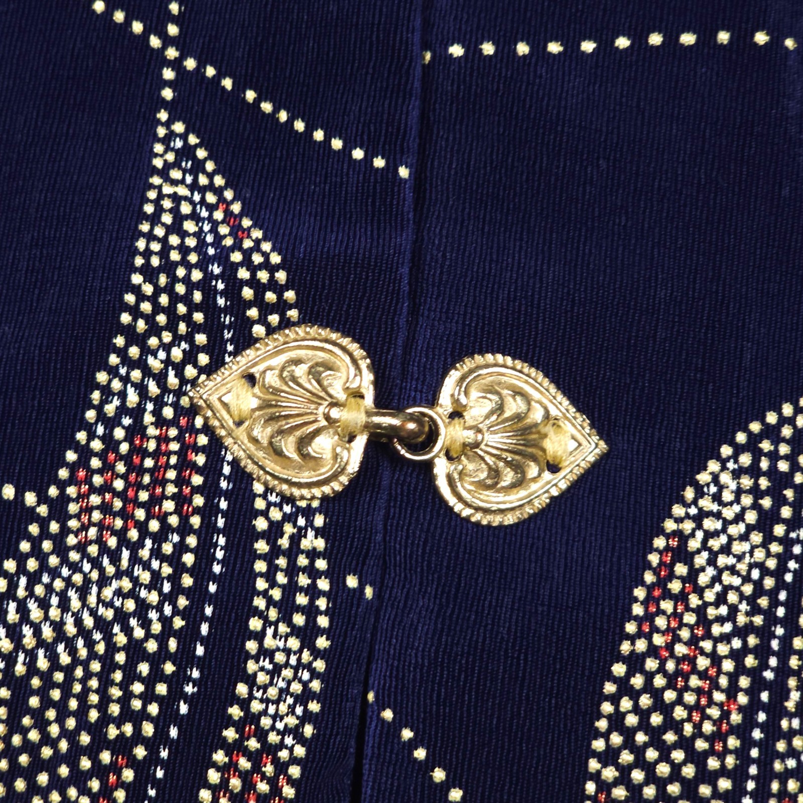 Vintage R&M Richards Karen Kwong Jacket Navy Gold Leaf Heart Clasp 90s Sz 16