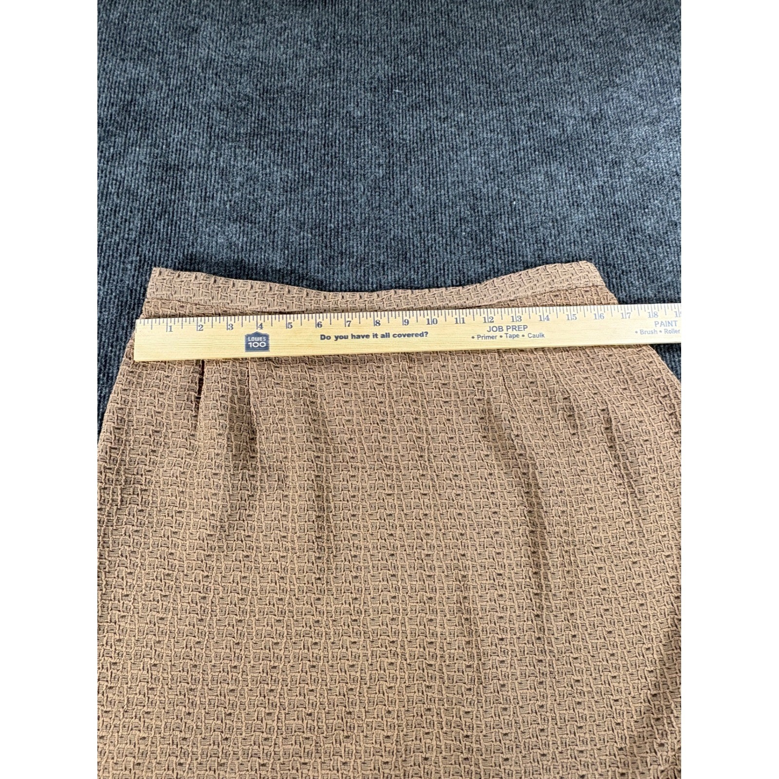 Miss Dorby Vintage 90s Tan Textured Skirt Suit Set Shawl Collar Size 14