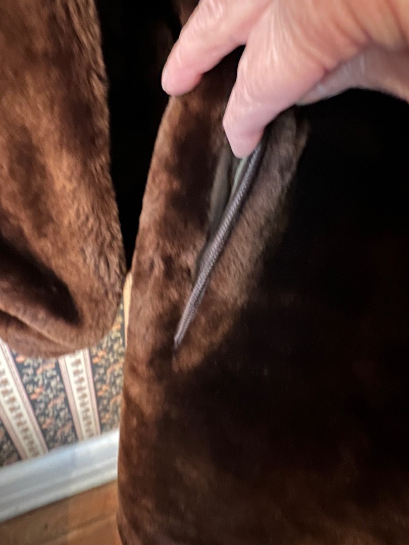 Vintage Stylish 1940s Genuine Sheared Lamb Mouton Coat with Separate Mink Collar