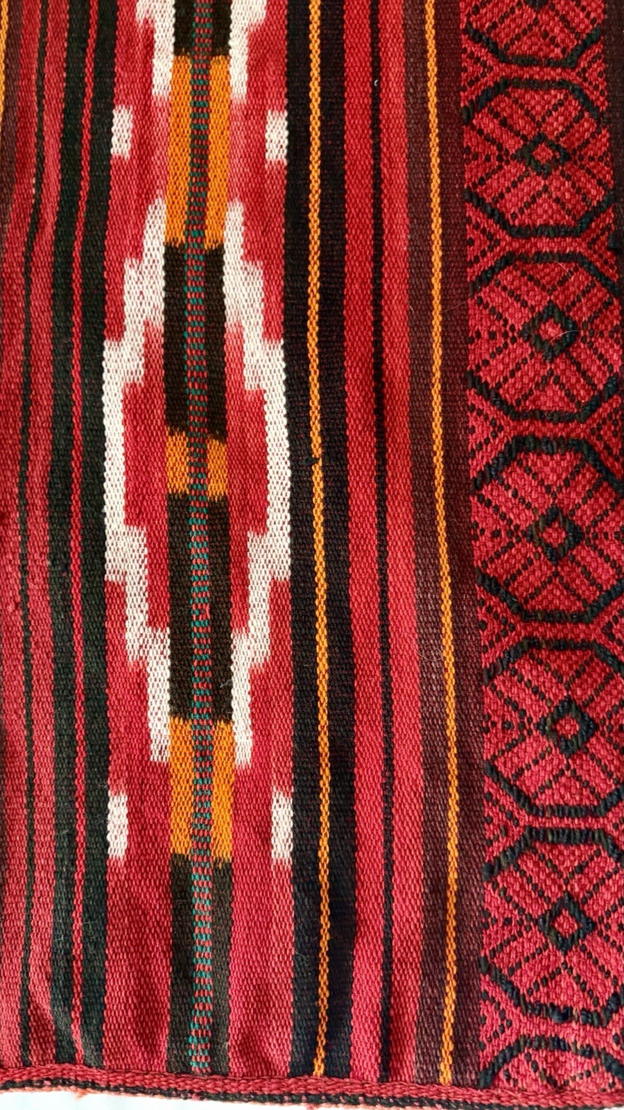 Vtg South American Boho Poncho Red Striped Geometric Acrylic Cotton Blend OS