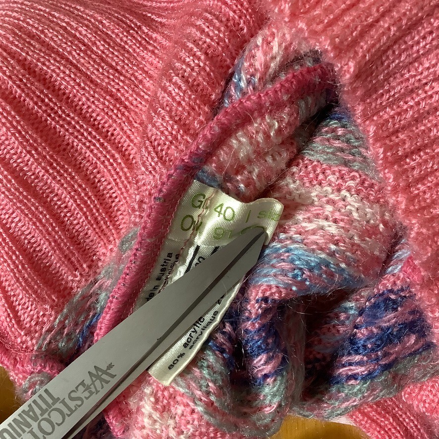 Vintage 70s 80s Pink Blue Fair Isle Anba of Austria Mohair Blend Sweater