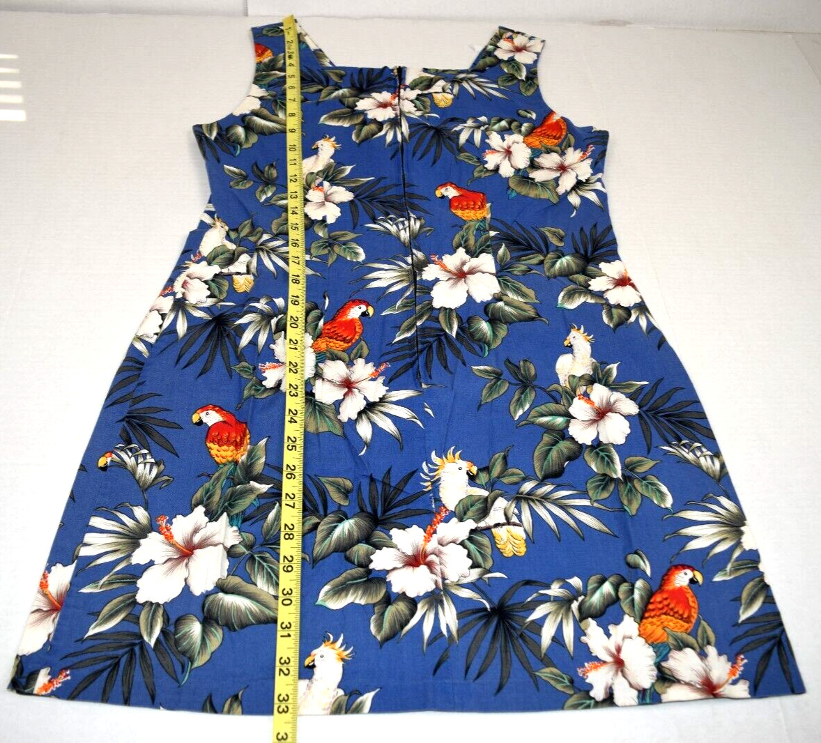 Vintage Hawaiian Dress Shannon Marie Size S 90s Blue Tropical Birds Made Hawaii