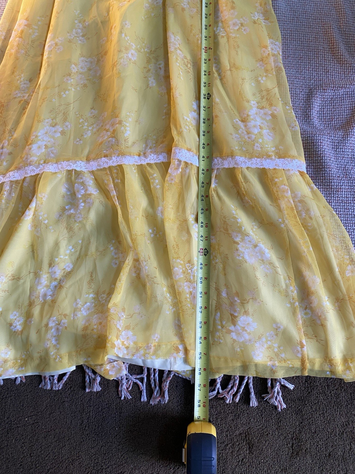 Vintage 70S Handmade Chiffon And Lace Metal Back Zipper Measurements And Photos