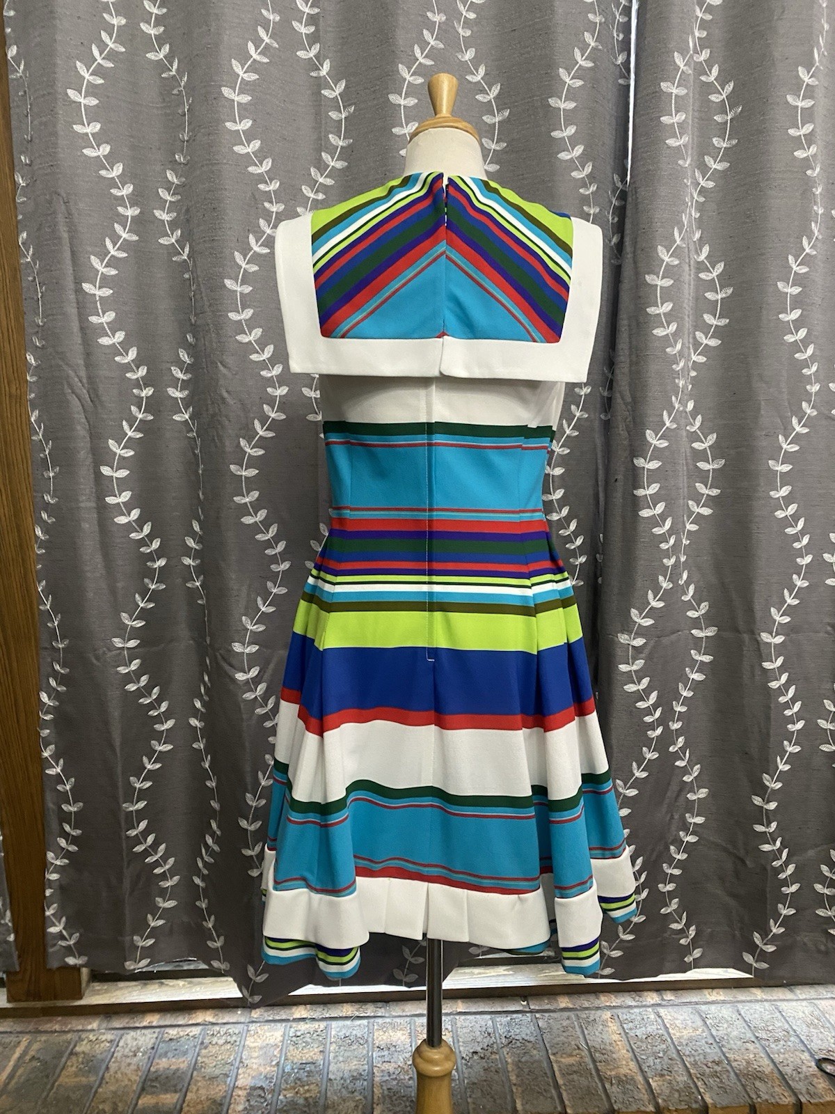 Vintage 60s Jack Needleman Anjac Dress Sailor Mod Midi Striped Women’s Size S/M