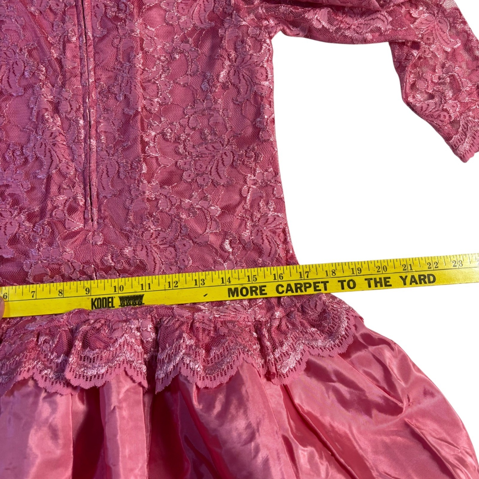 VTG Alicia Pink Lace Party Dress Bubble Hem Crinoline Tea Length Romantic 12 USA