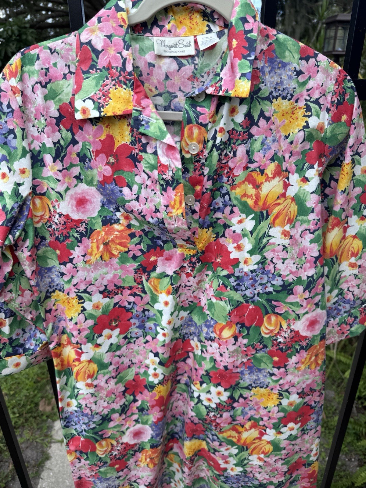 Vintage Dress Margaret Smith Floral 3/4 Sleeves 1970’s Sz 8