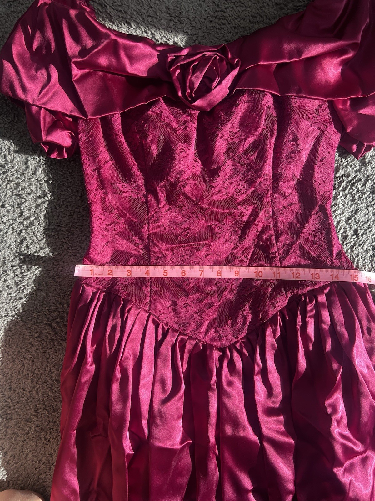 Vintage lace floral Magenta Pink Dress Size Small, Unlabeled