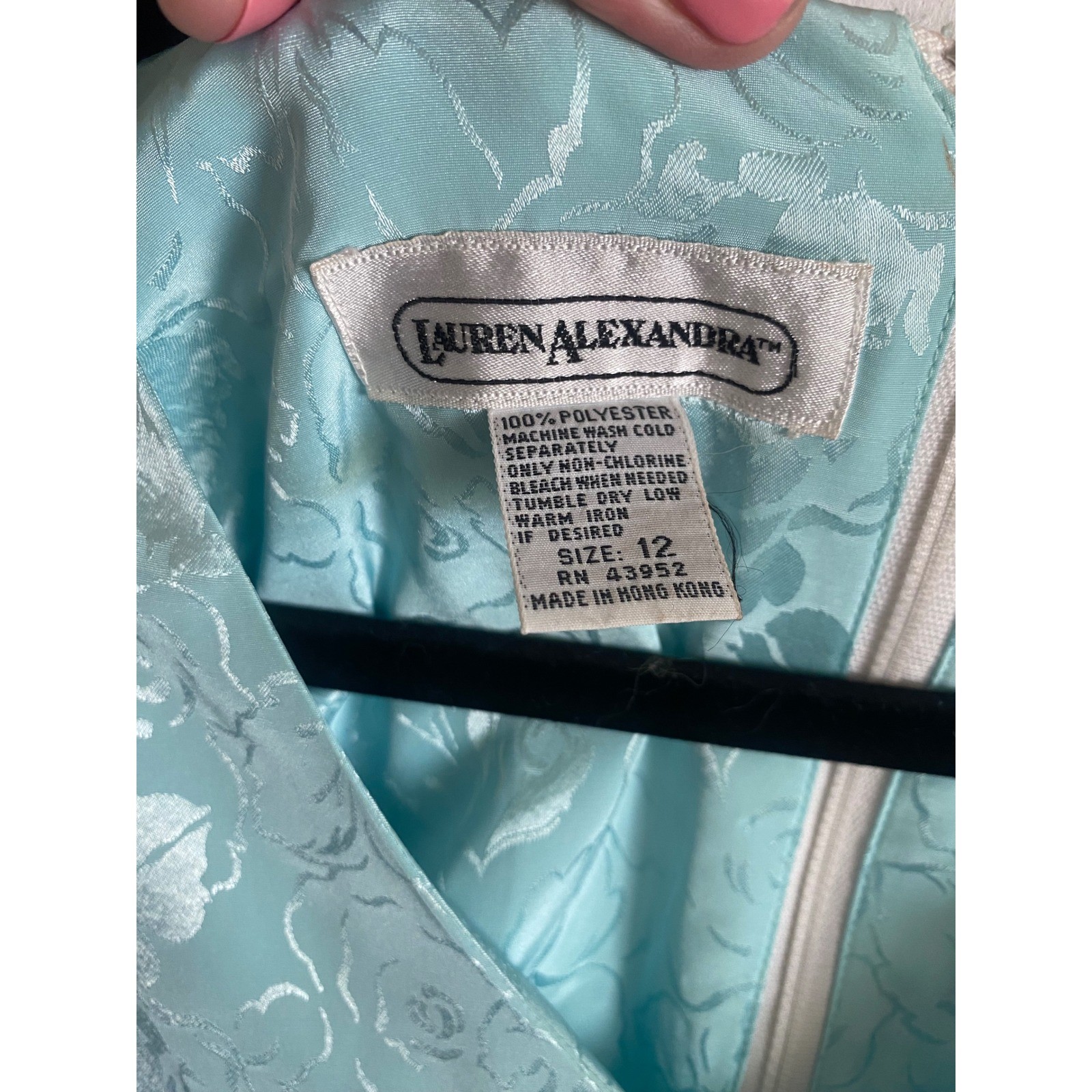 Lauren Alexandra Vintage Aqua Blue Floral Jacquard Lace Drop Waist Dress Size 12