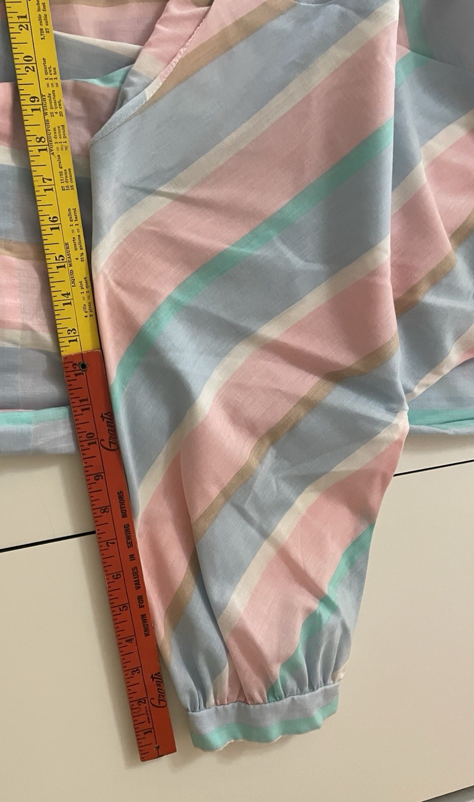 VTG Retro 1980s Pastel Chevron Striped Blouson Midi Cotton Shirt Dress md/lg