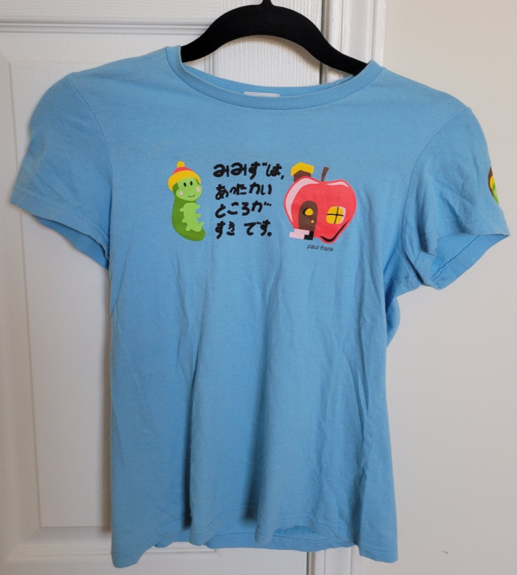 Vintage Paul Frank Sam the Grub Apple House Blue T-Shirt Women’s Size M RARE