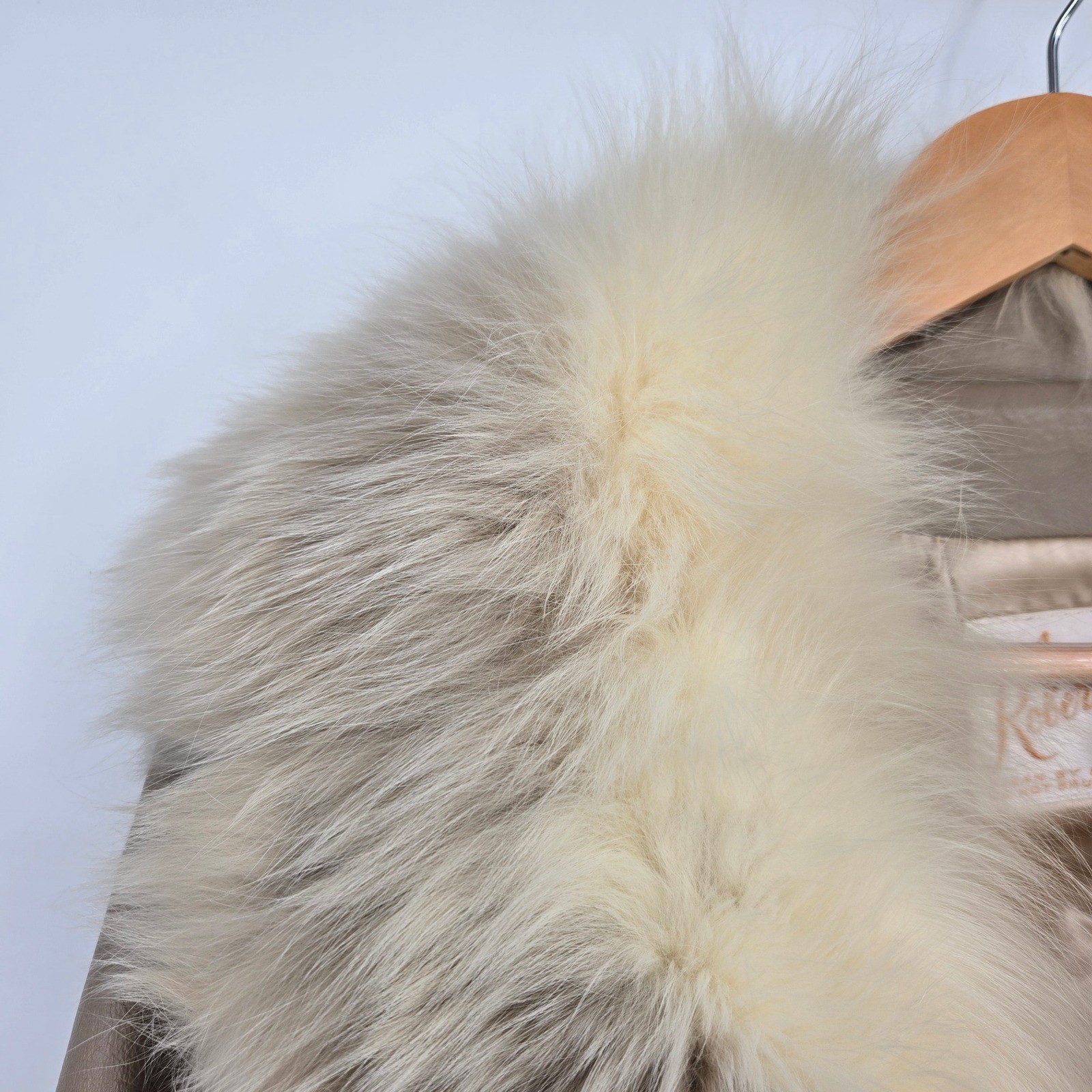 Vintage Women’s 10 Real Leather Swing Coat Genuine Fox Fur Collar Tan Cream