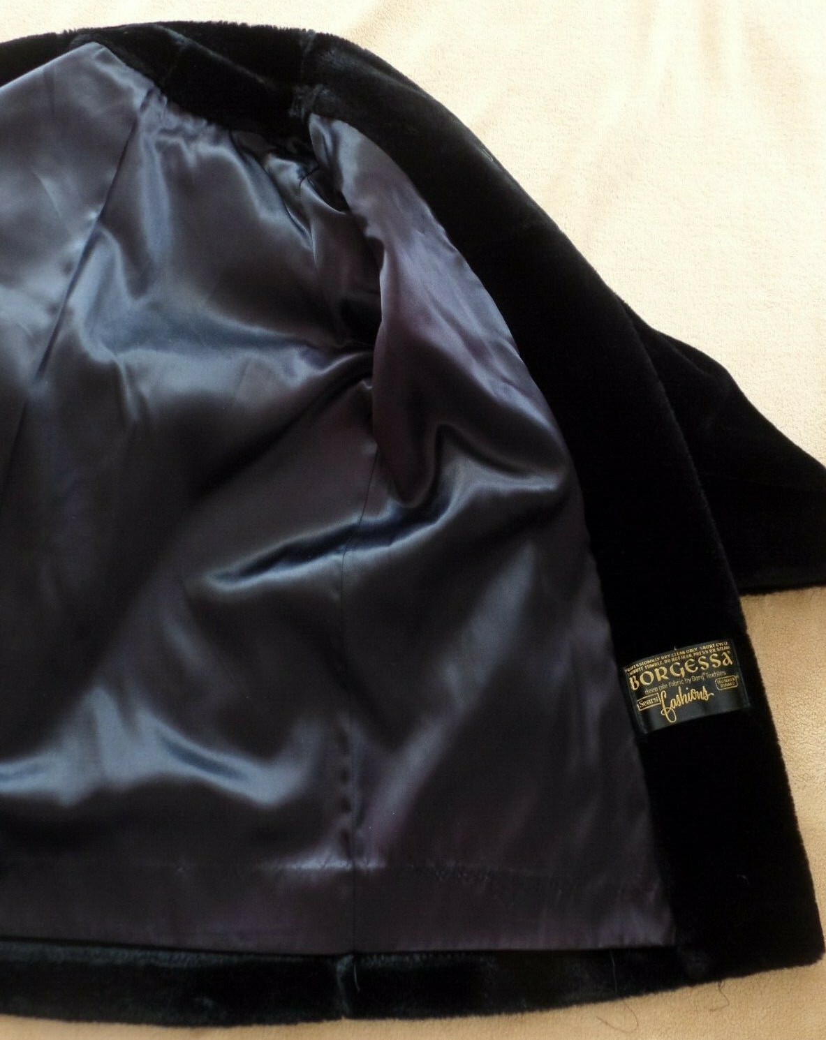 Vintage Borgessa faux fur jacket, medium (8-10), Sears Fashions, mandarin collar