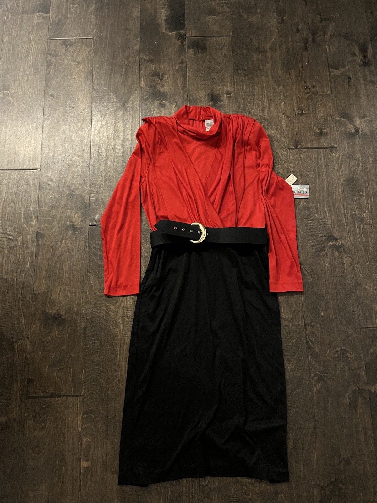 Vintage Shelly Michaels Dress Red & Black With Belt