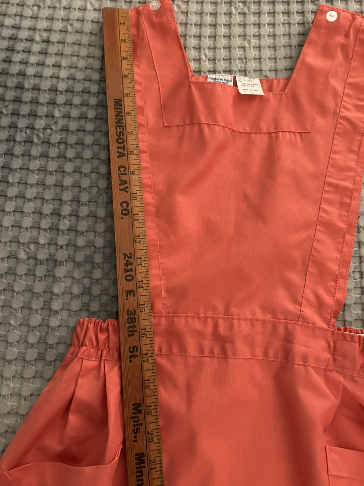 Vtg Fashion Seal Shane Apron Dress Pink Cottage Core Medium Smock Button Strap