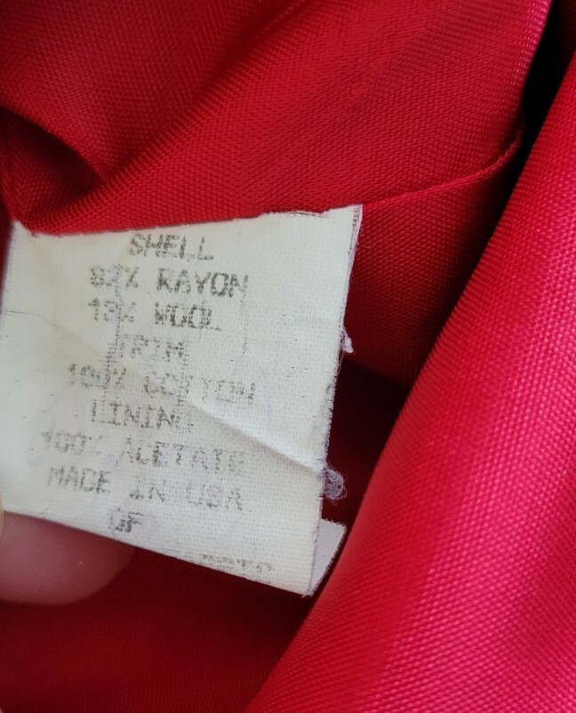 Vtg David Brooks Womens Red Blazer Jacket Velvet Trim Sz 6 Made In USA