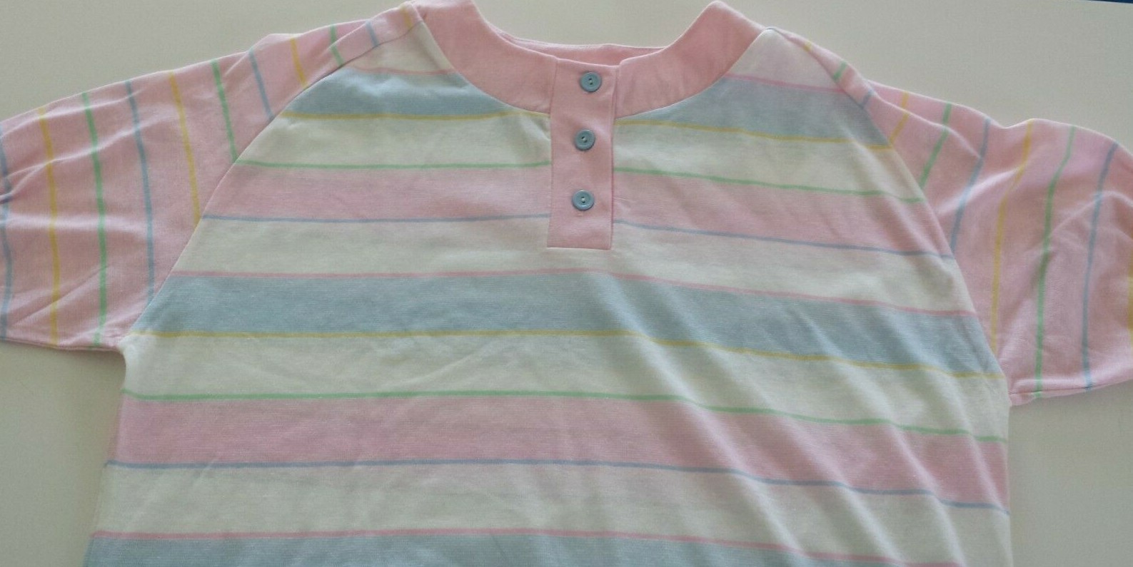 Vintage Jennifer Dale Nightgown Womens One Size Pastel Stripe Night Shirt