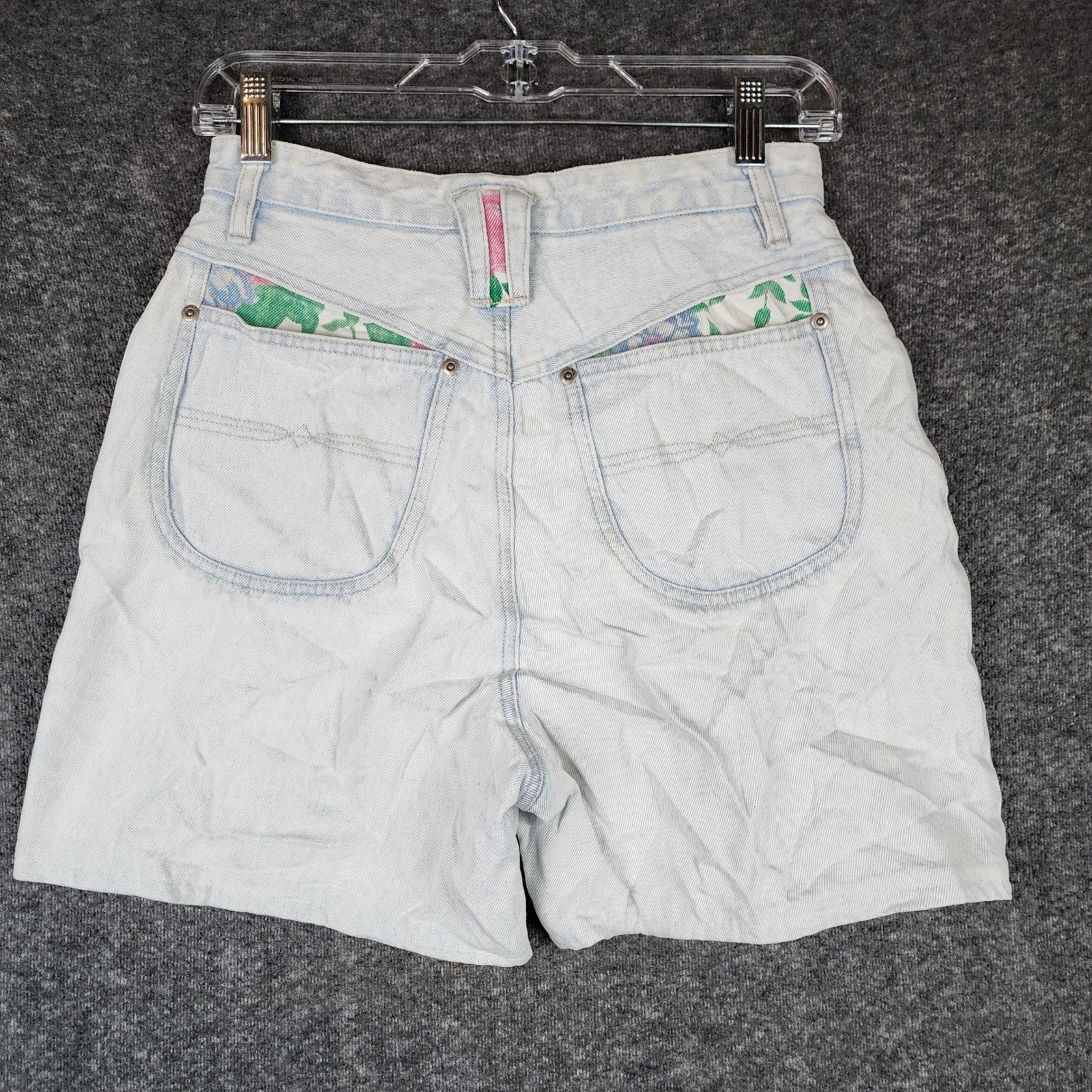 Nuovo Denim Shorts Women 9 Light Blue Acid Wash Floral High Rise Vintage 90s