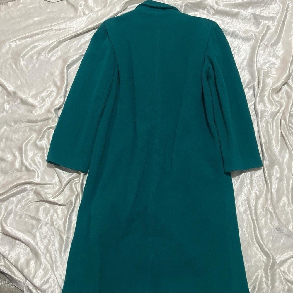 Vintage 80s Fashion Wellington Teal Trench Coat size Large Preppy Retro Classic