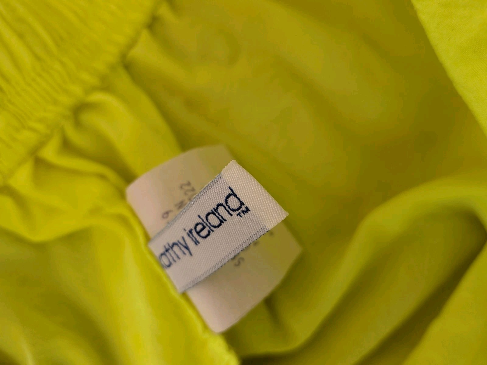 Vintage 90s Kathy Ireland Neon Yellow lace up front board shorts nylon M surf