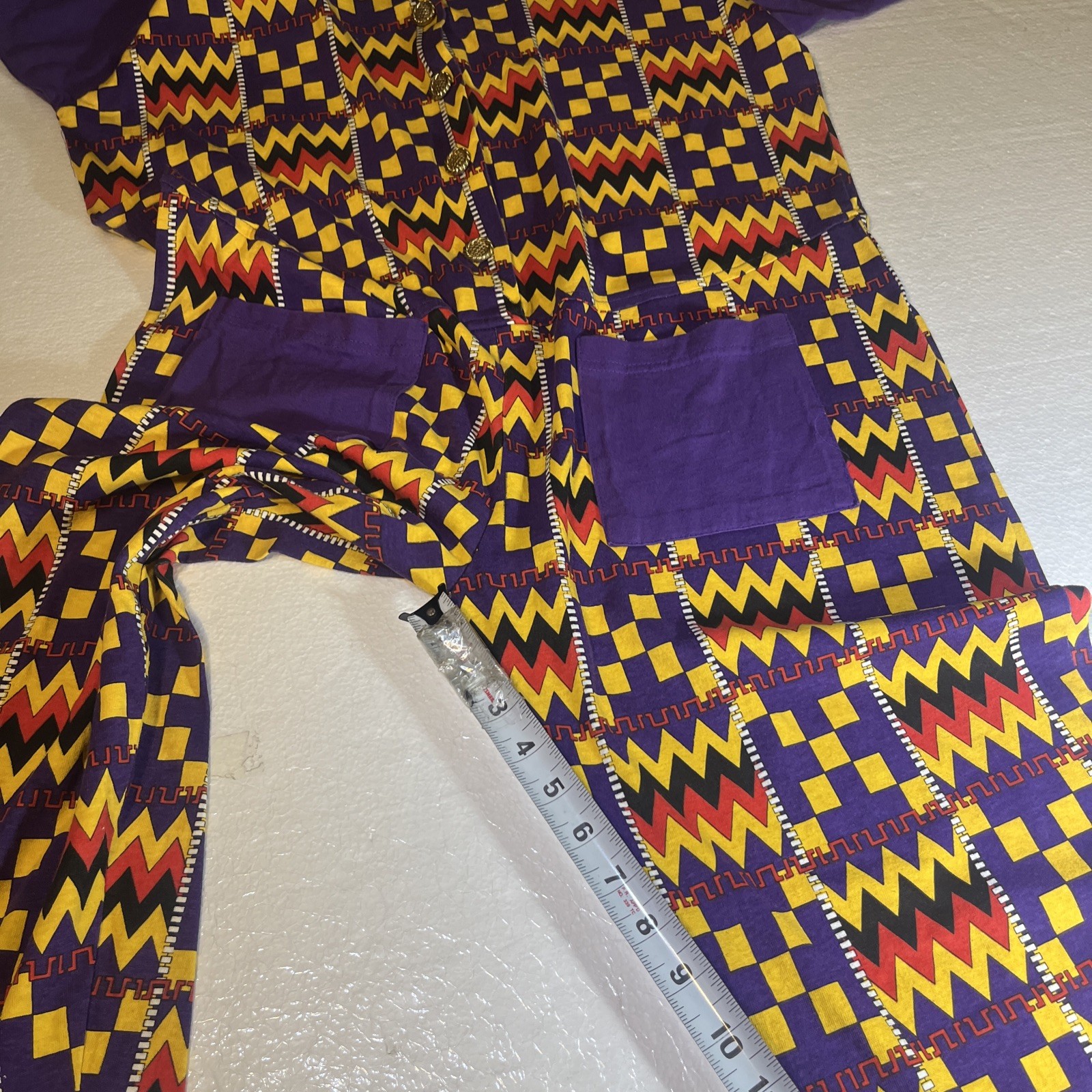 Vintage African CASUAL WEAR INTERNATIONAL Jump Suit Abstract Aztec Made In USA