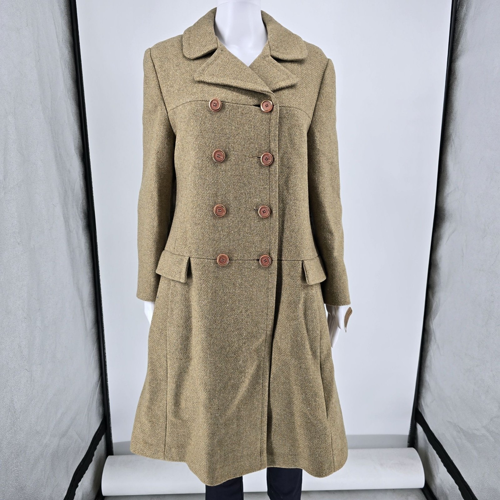 Vintage 1950s Women’s „New Look” Fit-and-Flare Tweed Wool Princess Coat (S)