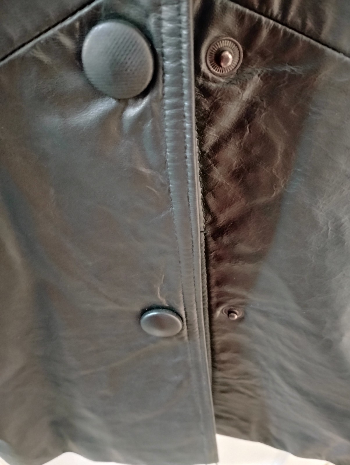 Vintage 80s Harbor Dark Green Leather Jacket Oversized Shawl Collar Coat Medium